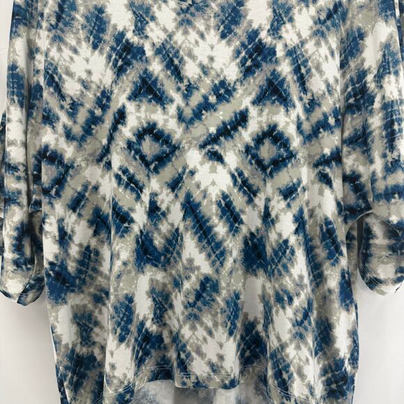 Tahari Dolman Sleeve Blouse Snake Print Hi-Low Medium Blue Gray Y2K Casual Basic - Picture 4 of 5